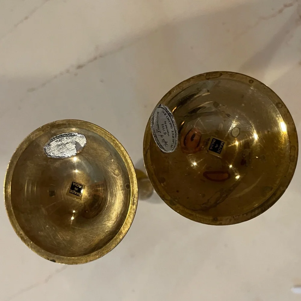 Vintage Two Tone Gold and Silver Brass  Champagne Flutes By‎ Maurice Duchin Inc